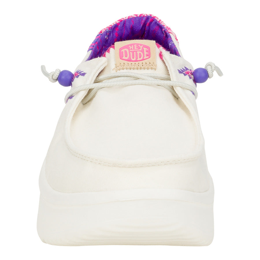 Women Wendy Peak Chambray Woven - White/Pink | HEYDUDE