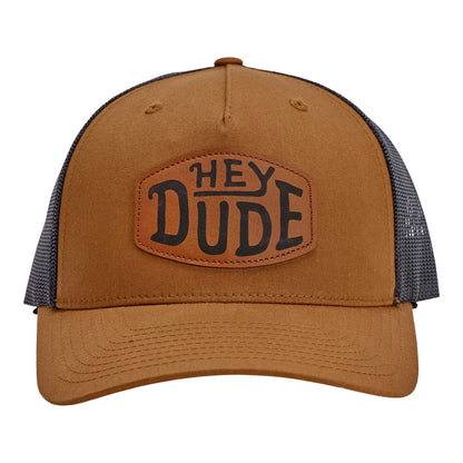 Women|Men Leather Buckle Patch Trucker - Coyote Brown | HEYDUDE