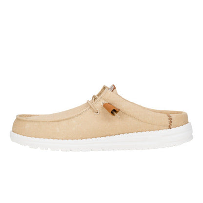 Men Wally Slip Stretch Canvas - Tan/White | HEYDUDE