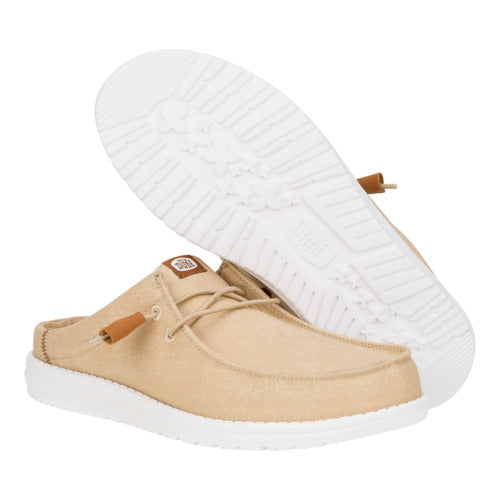 Men Wally Slip Stretch Canvas - Tan/White | HEYDUDE