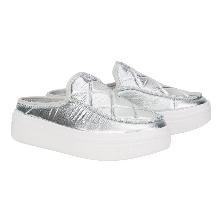 Women Austin Lift Metallic Puffer - Silver/White | HEYDUDE