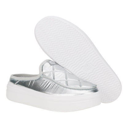 Women Austin Lift Metallic Puffer - Silver/White | HEYDUDE