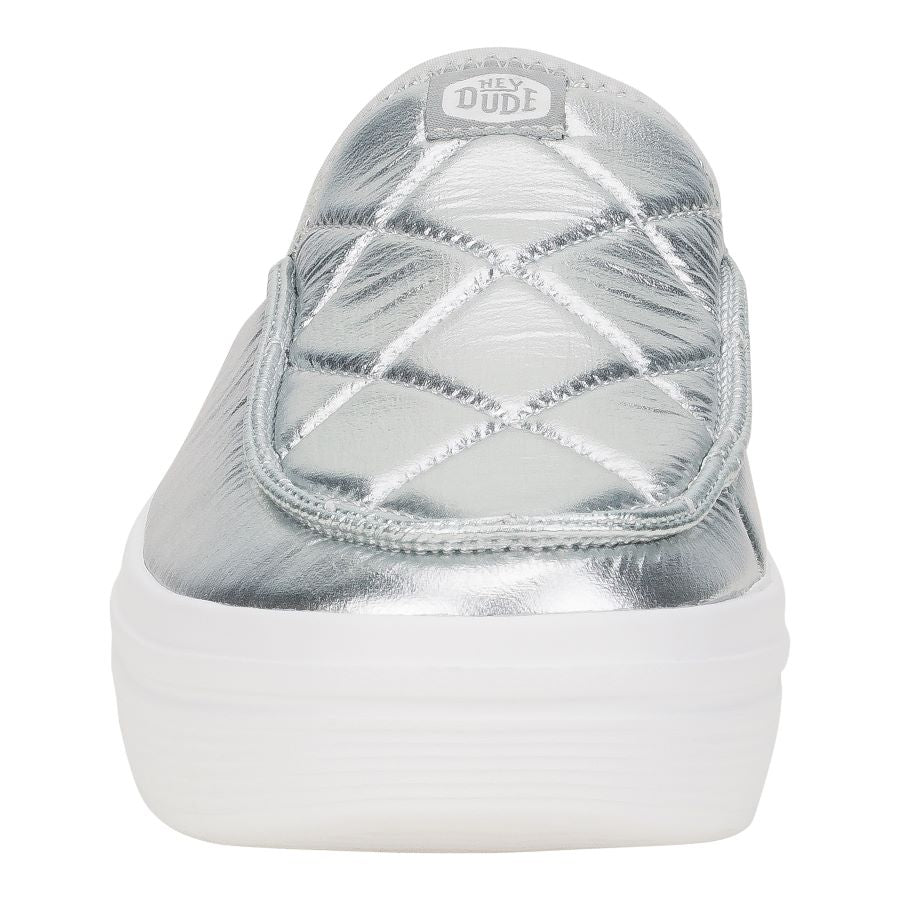 Women Austin Lift Metallic Puffer - Silver/White | HEYDUDE