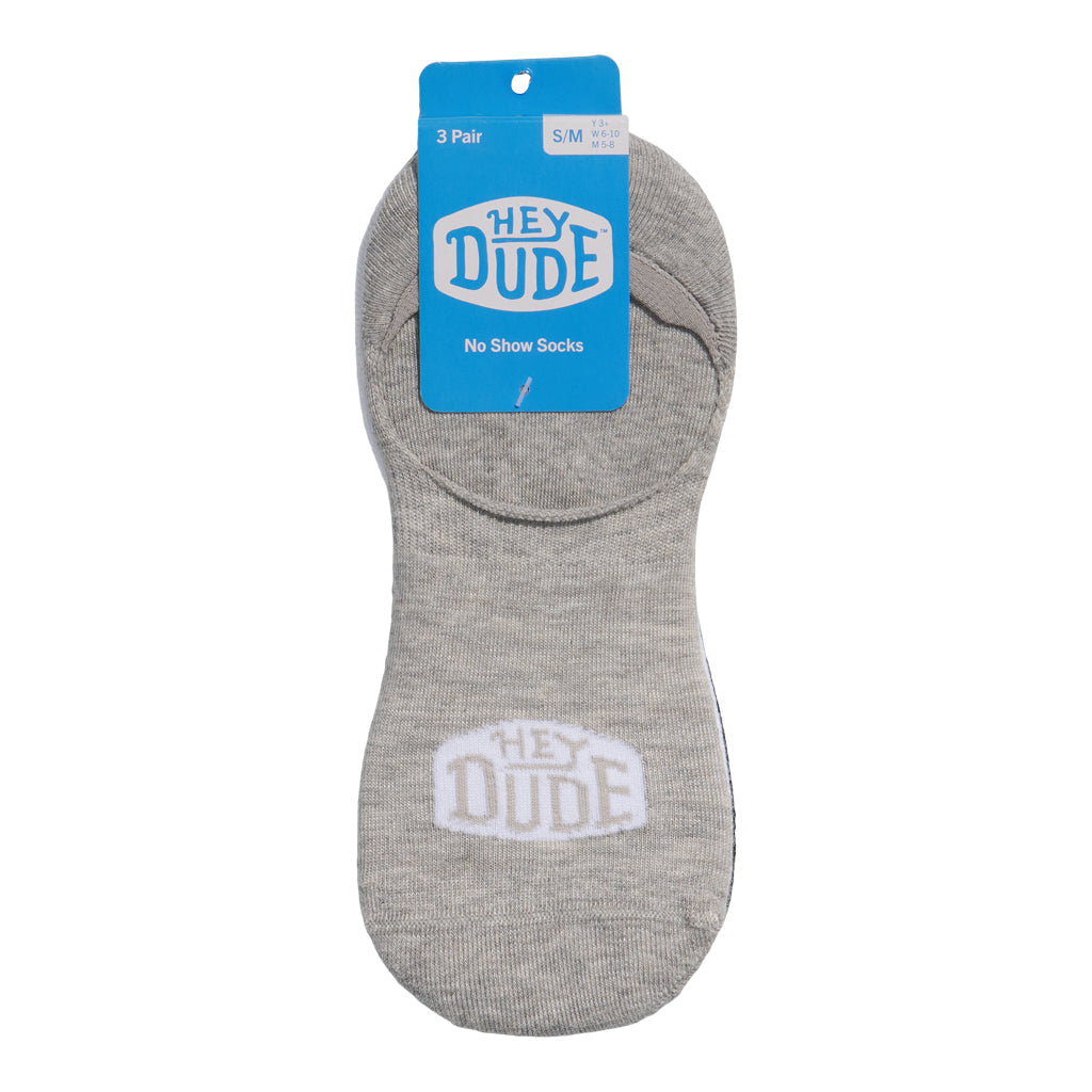 Women|Men HEYDUDE No Show Sock 3 Pack - Multi Grey/White/Black | HEYDUDE