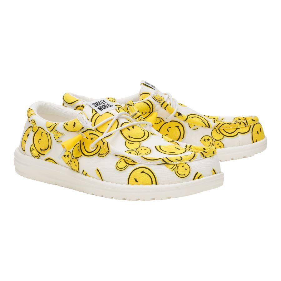 Men Wally SMILEYWORLD® - Smiley White/Yellow | HEYDUDE