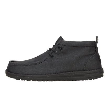 Men Wally Mid Stretch Canvas - Black/Black | HEYDUDE