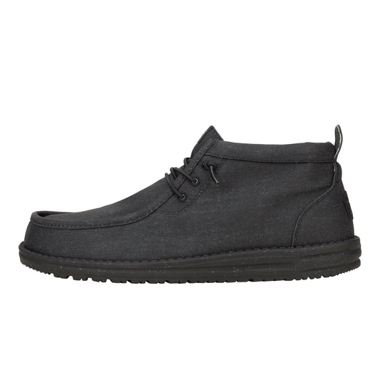 Men Wally Mid Stretch Canvas - Black/Black | HEYDUDE