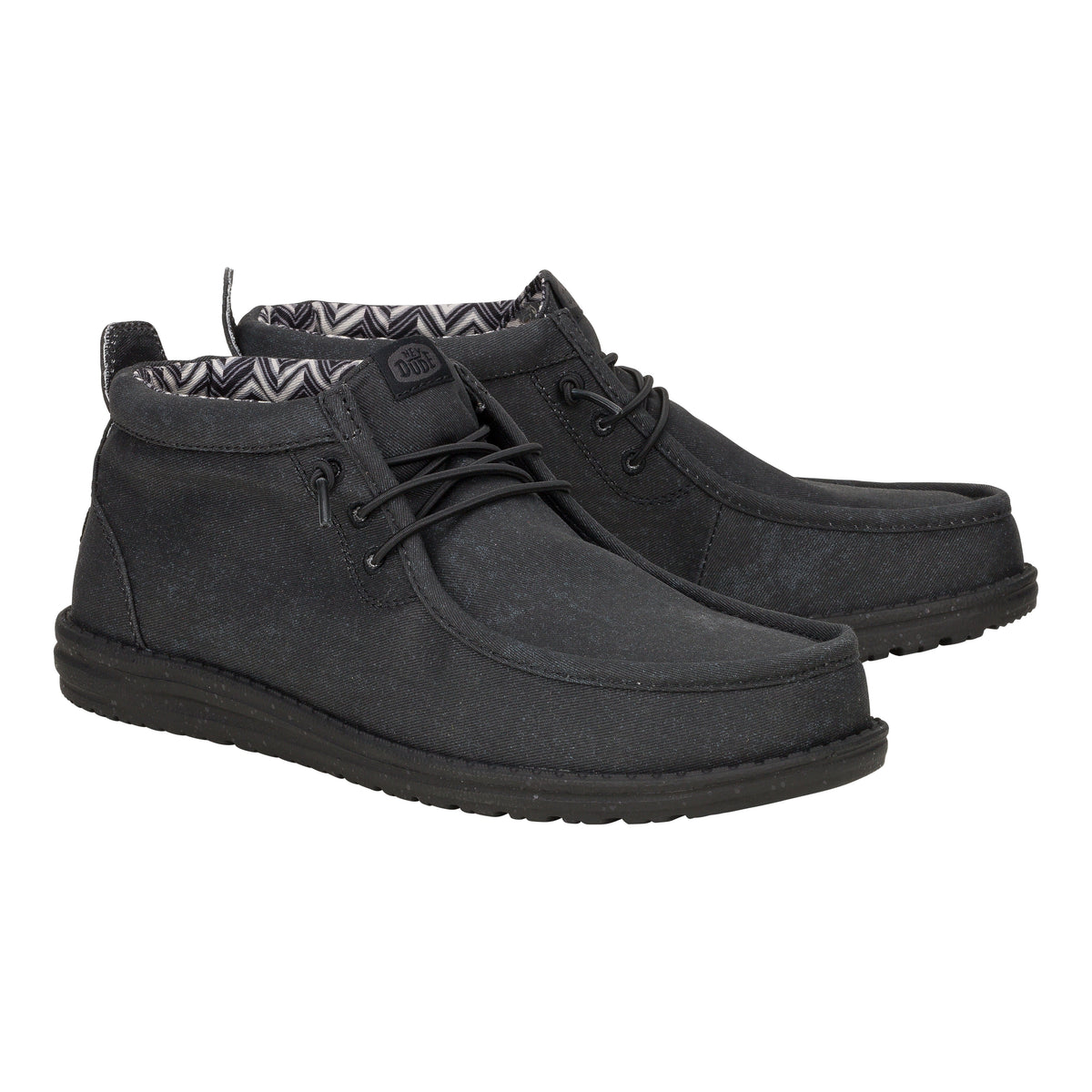 Men Wally Mid Stretch Canvas - Black/Black | HEYDUDE