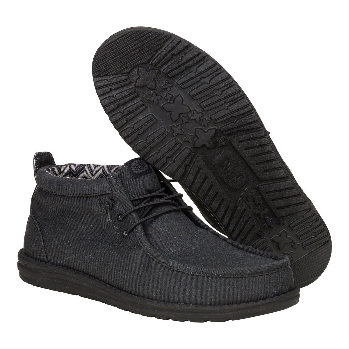 Men Wally Mid Stretch Canvas - Black/Black | HEYDUDE