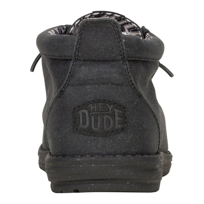 Men Wally Mid Stretch Canvas - Black/Black | HEYDUDE