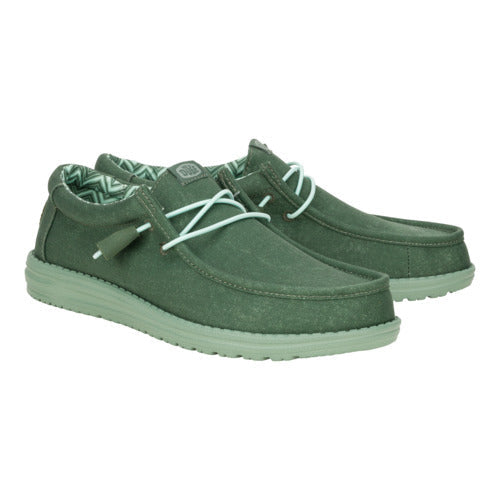 Men Wally Stretch Canvas - Duck Green/Iceberg Green | HEYDUDE