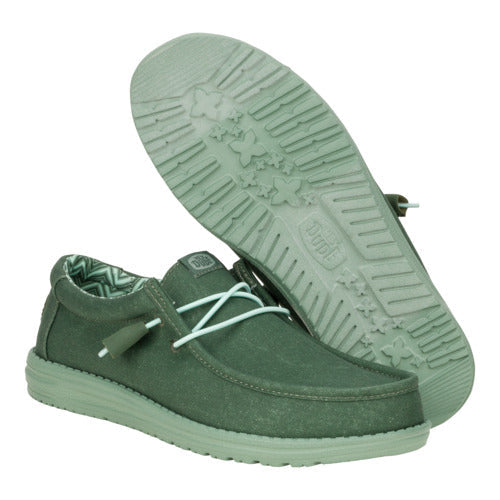 Men Wally Stretch Canvas - Duck Green/Iceberg Green | HEYDUDE