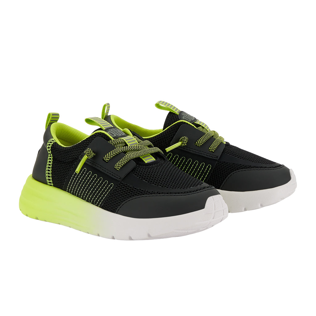 Kids Sirocco Play Youth Sport Block - Black/Lime Punch | HEYDUDE
