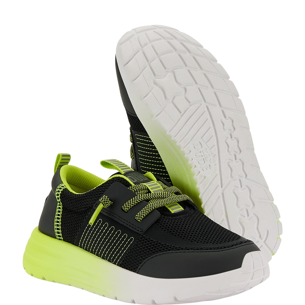 Kids Sirocco Play Youth Sport Block - Black/Lime Punch | HEYDUDE