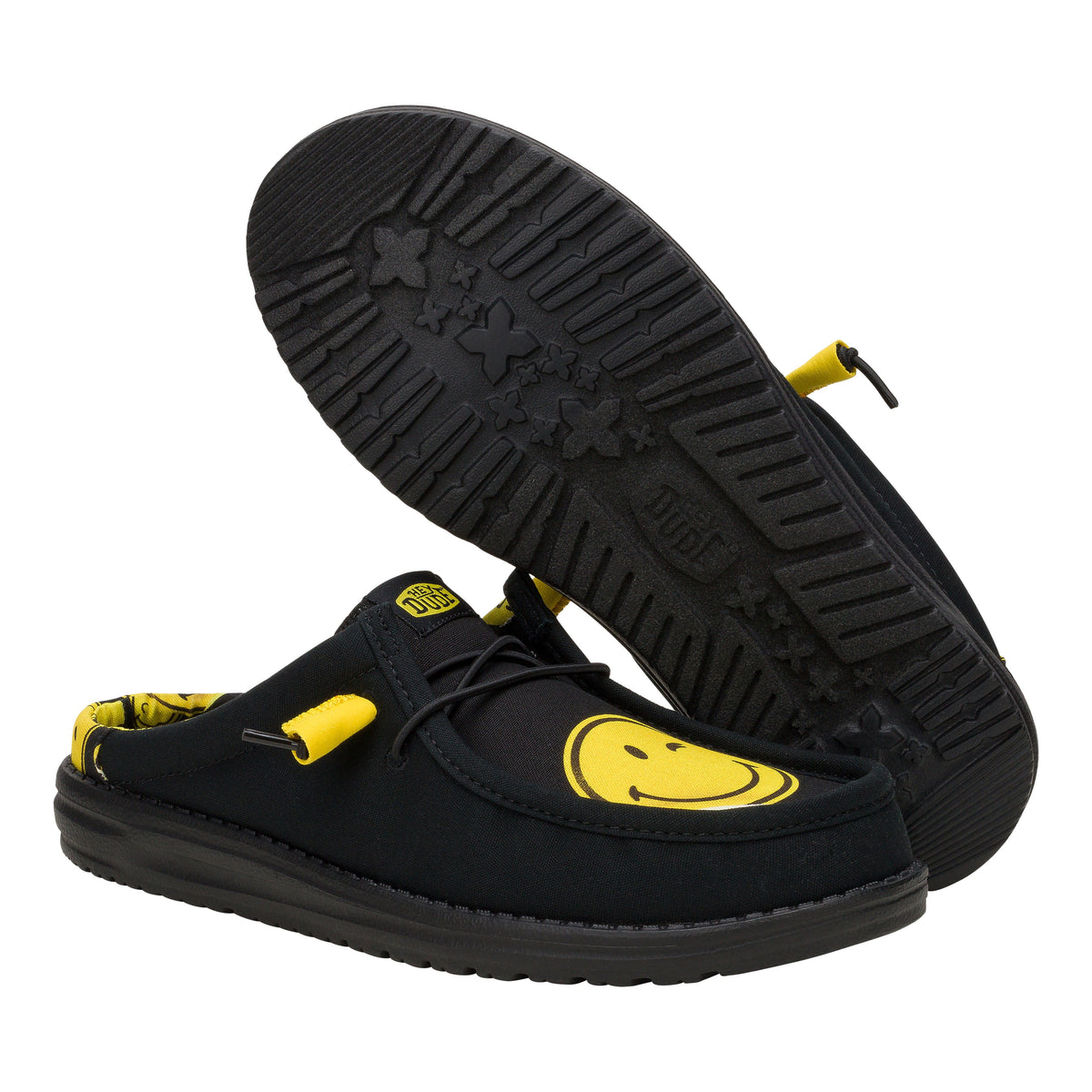 Men Wally Slip SMILEYWORLD® - Smiley Black/Yellow | HEYDUDE