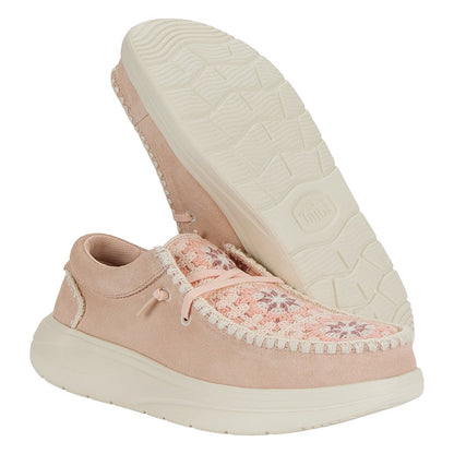 Women Wendy Comf Suede Crochet - Pale Pink/Multi | HEYDUDE