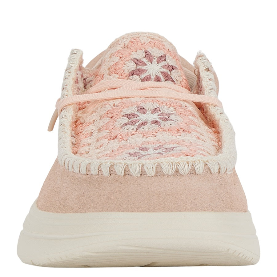 Women Wendy Comf Suede Crochet - Pale Pink/Multi | HEYDUDE