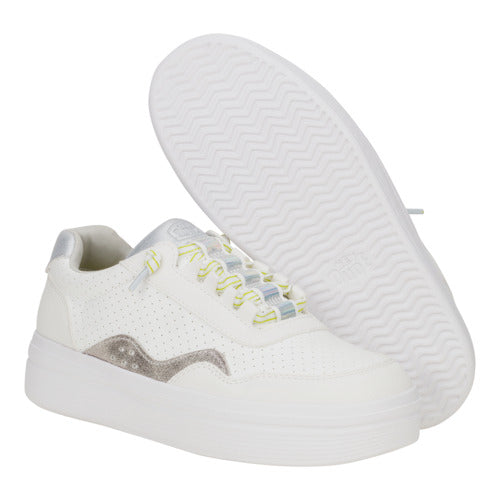 Women Hudson Lift Sport Shimmer - White/Dawn Blue | HEYDUDE
