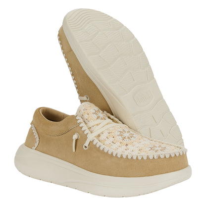 Women Wendy Comf Suede Crochet - Irish Cream/Multi | HEYDUDE