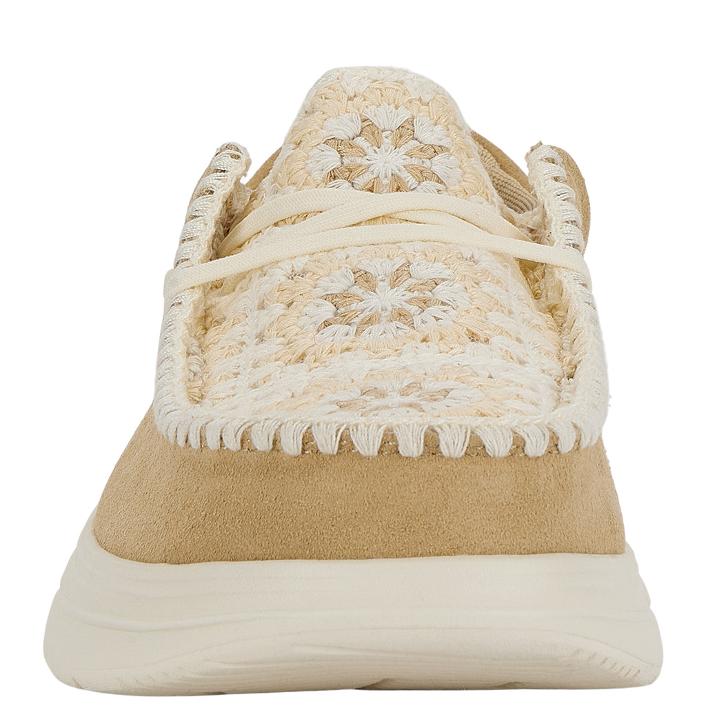 Women Wendy Comf Suede Crochet - Irish Cream/Multi | HEYDUDE