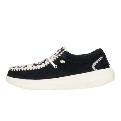 Women Wendy Comf Suede Crochet - Black/Multi | HEYDUDE