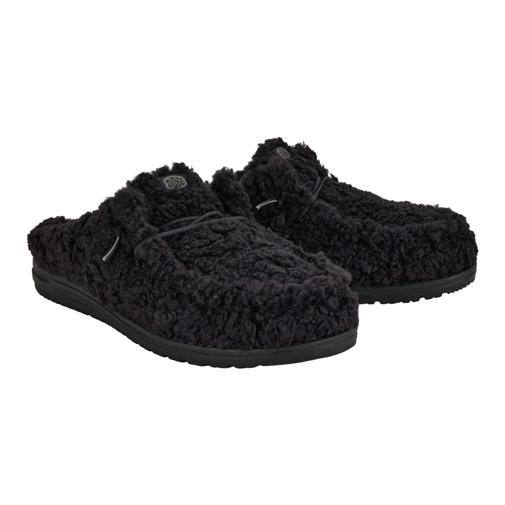 Men Wally Slipper - Cozy Black/Black | HEYDUDE