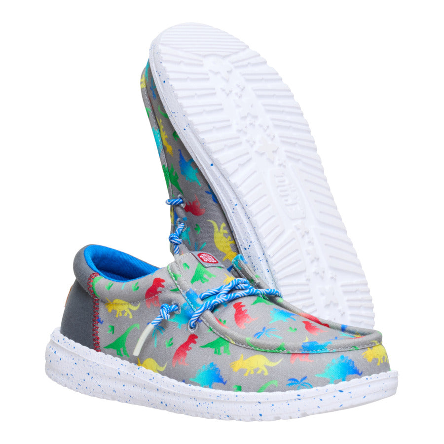 Kids Wally Funk Youth Dinomite - Dino Grey/Multi | HEYDUDE