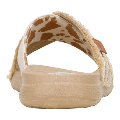 Women Christi Slide Novelty Fringe - Natural/Gold | HEYDUDE