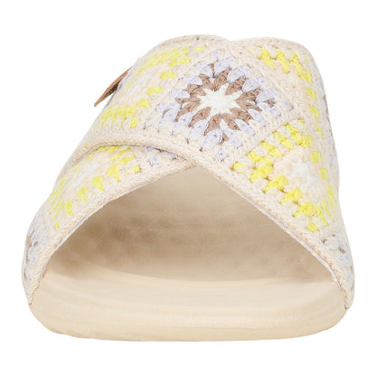 Women Christi Slide Cottage Crochet - Egret/Lavender/Multi | HEYDUDE