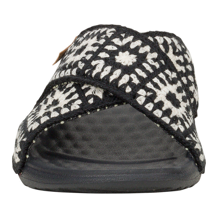 Women Christi Slide Cottage Crochet - Black/White | HEYDUDE