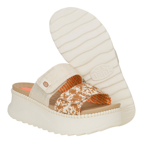Women Delray Slide Animal Shimmer - Tan/Multi | HEYDUDE
