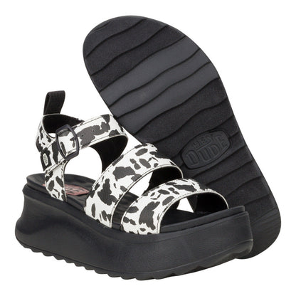 Women Delray Buckle Animal - Black/White | HEYDUDE