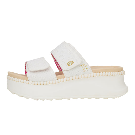 Women Delray Slide Eyelet - White | HEYDUDE