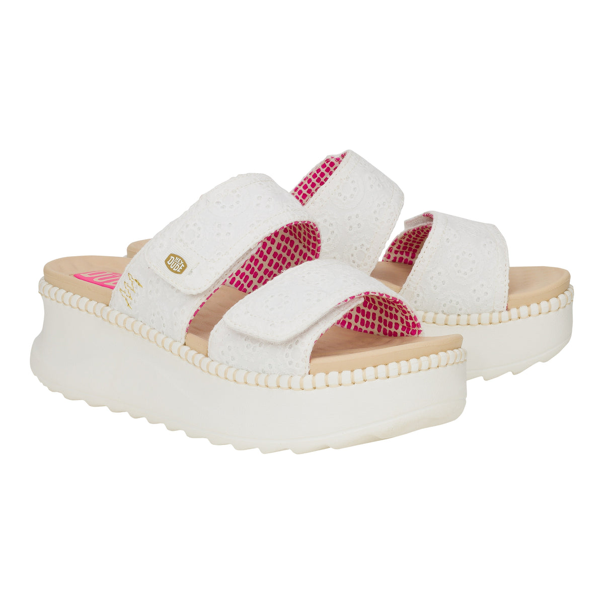 Women Delray Slide Eyelet - White | HEYDUDE