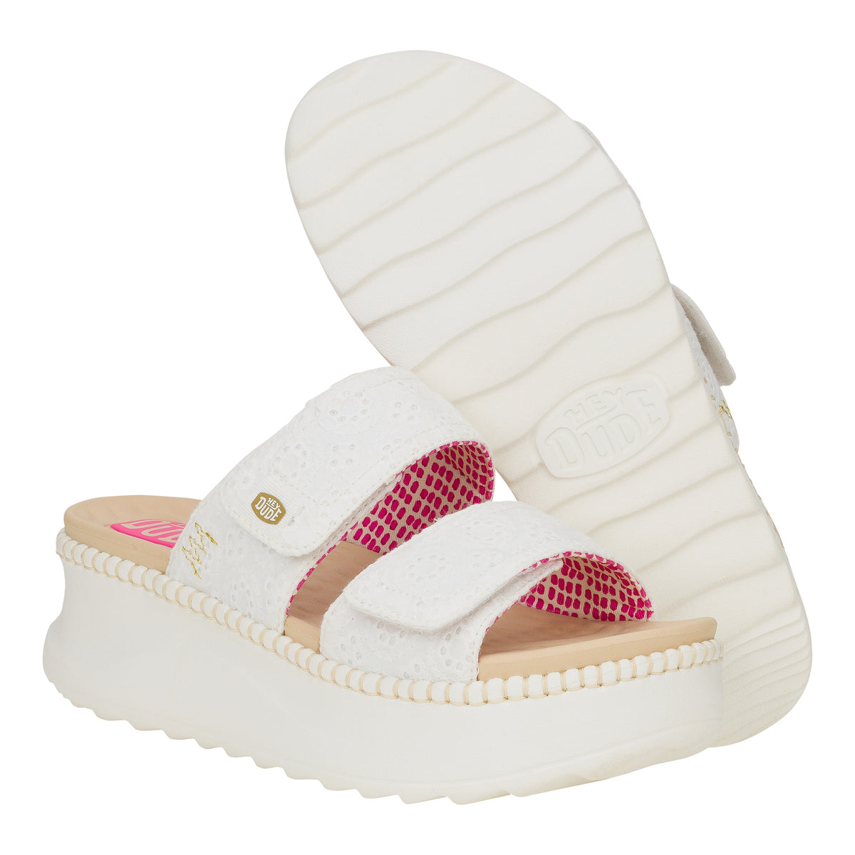 Women Delray Slide Eyelet - White | HEYDUDE