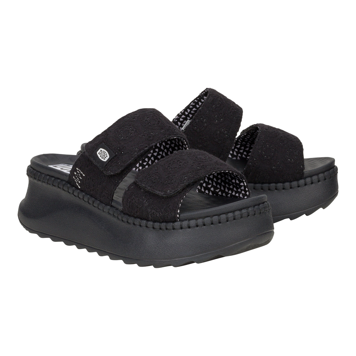 Women Delray Slide Eyelet - Black | HEYDUDE