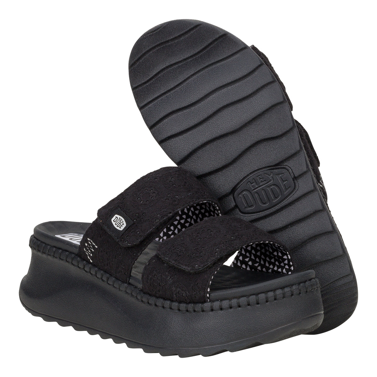 Women Delray Slide Eyelet - Black | HEYDUDE