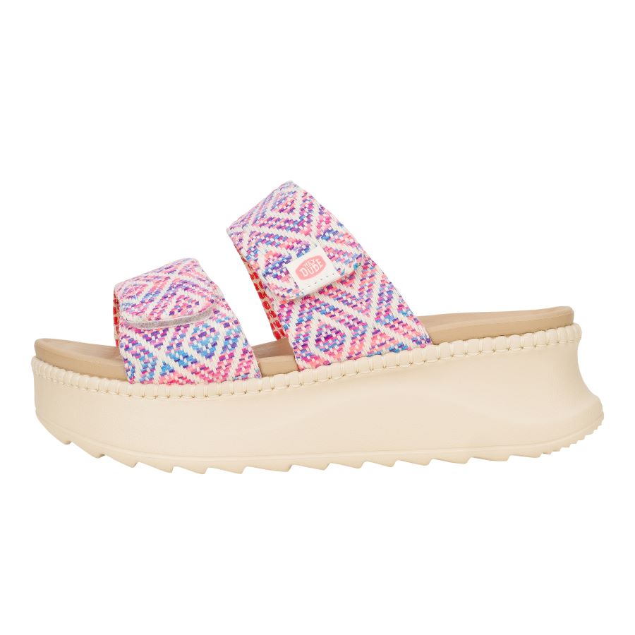 Women Delray Slide Surf Baja - Blue/Pink/Multi | HEYDUDE