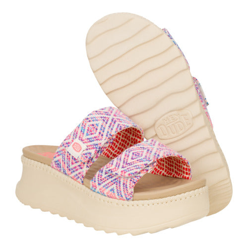 Women Delray Slide Surf Baja - Blue/Pink/Multi | HEYDUDE