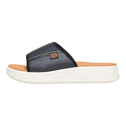 Women Tide Espadrille Slide - Black/Egret | HEYDUDE