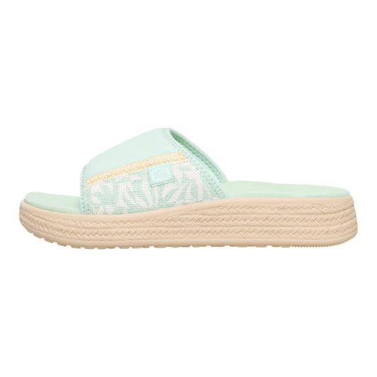 Women Tide Espadrille Slide - Celadon Green/Multi | HEYDUDE