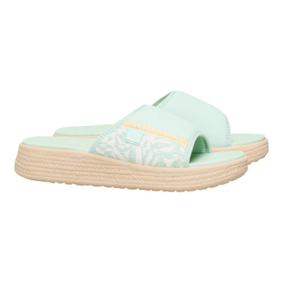 Women Tide Espadrille Slide - Celadon Green/Multi | HEYDUDE