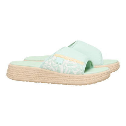 Women Tide Espadrille Slide - Celadon Green/Multi | HEYDUDE