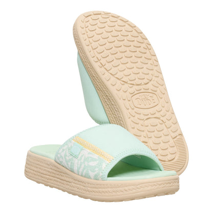 Women Tide Espadrille Slide - Celadon Green/Multi | HEYDUDE